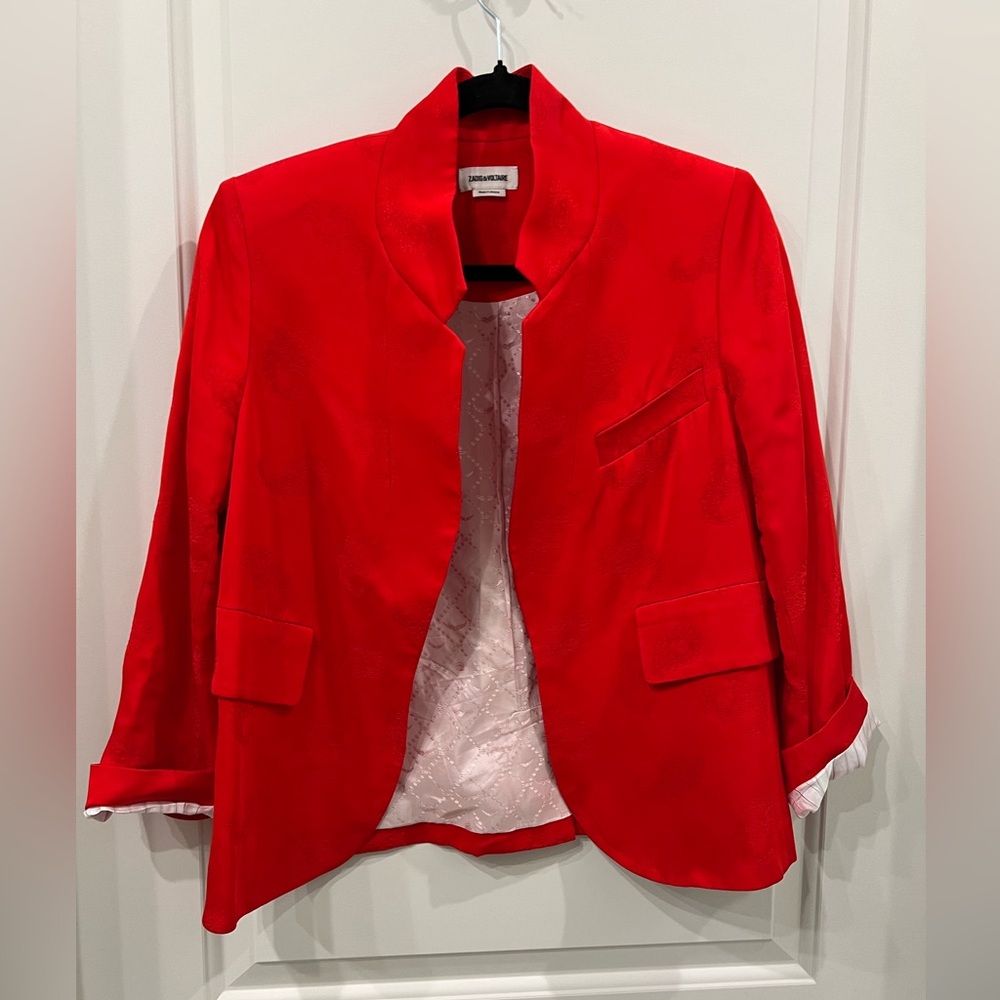 ZADIG & VOLTAIRE RED ASIAN INSPIRED CROPPED BLAZER | Size 6